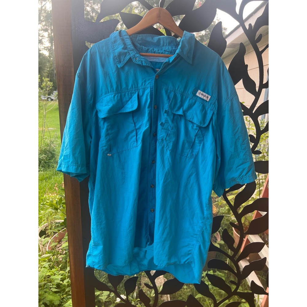 Magellan Outdoors‎ Mens Blue Short Sleeve Fishing Shirt Ventilated Utility Top